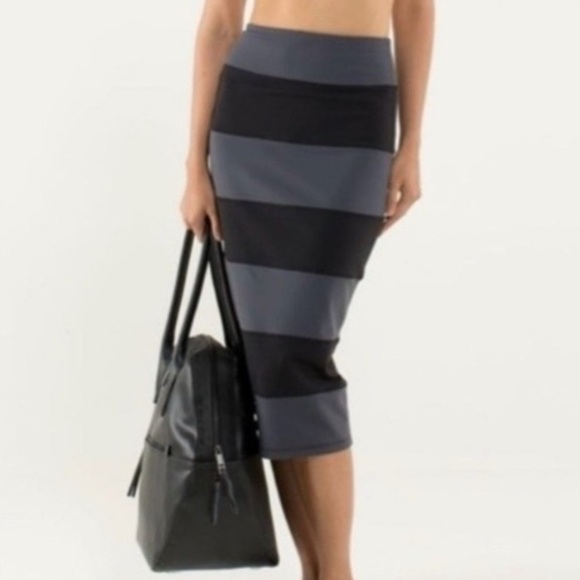 lululemon athletica Dresses & Skirts - LULULEMON | Yoga Over Striped Midi Luon Skirt